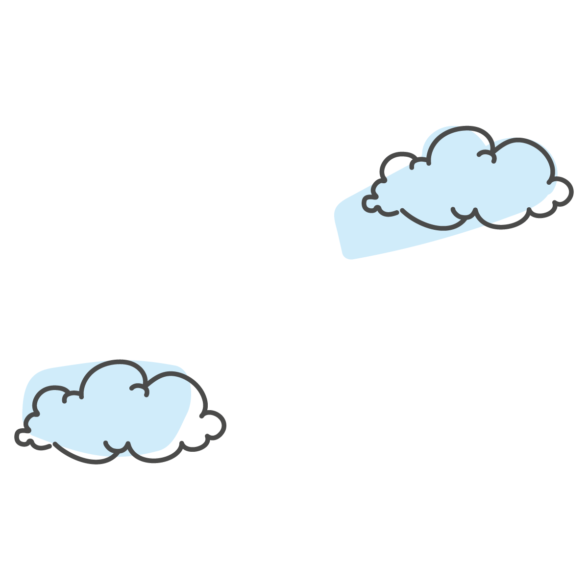 Two cartoon-style clouds on a white background