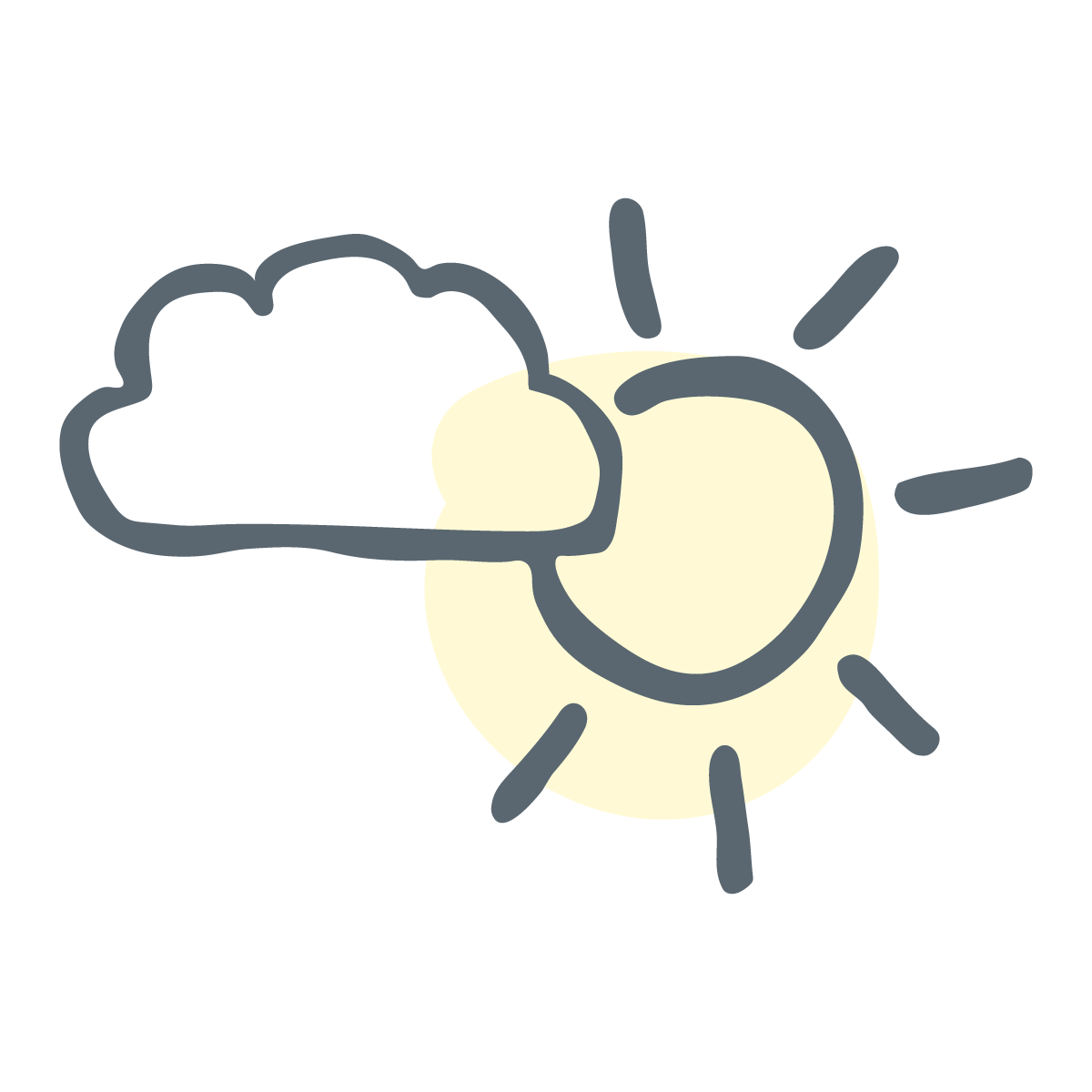 Icon of a sun and cloud on a white background