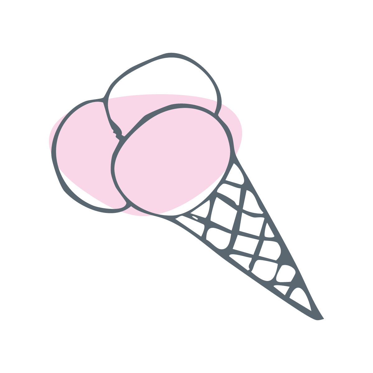 Ice cream cone with pink ice cream on a white background