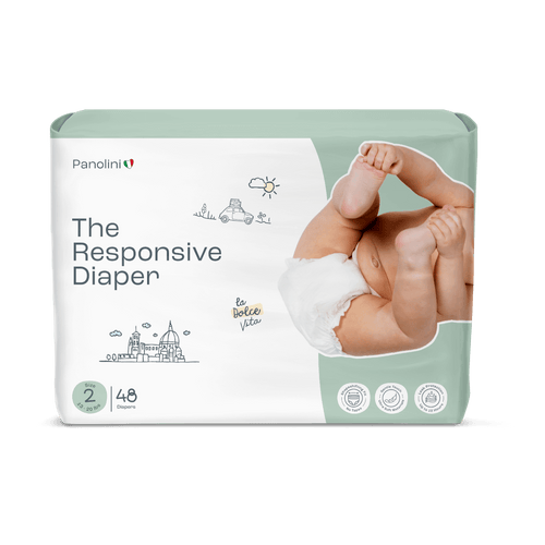 Panolinii diaper package with a baby image on a white background