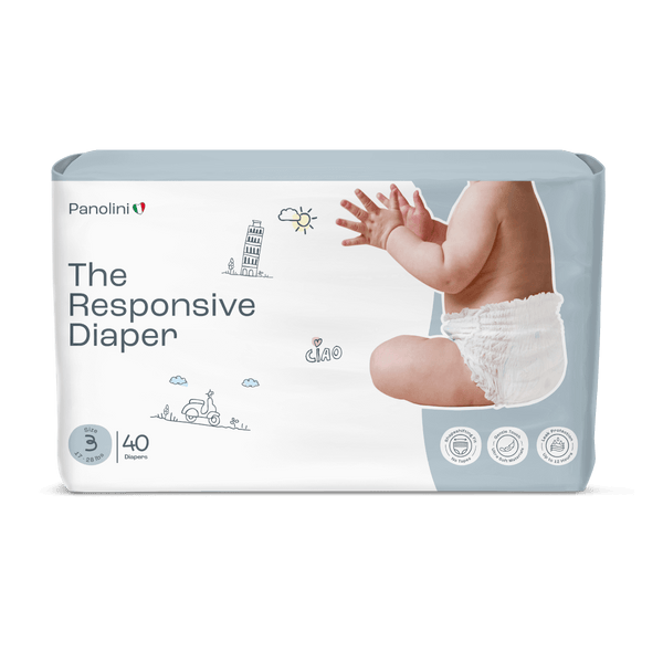 Panolini diaper package with a baby illustration on a white background