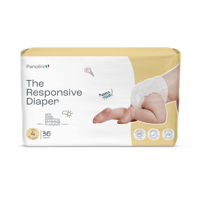 Panolin diapers packaging with a baby wearing a diaper on a white background