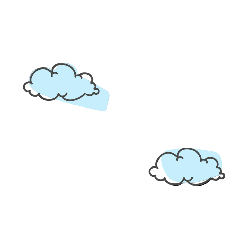 Two cartoon-style clouds on a white background